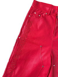DH RED LEATHER SHORTS