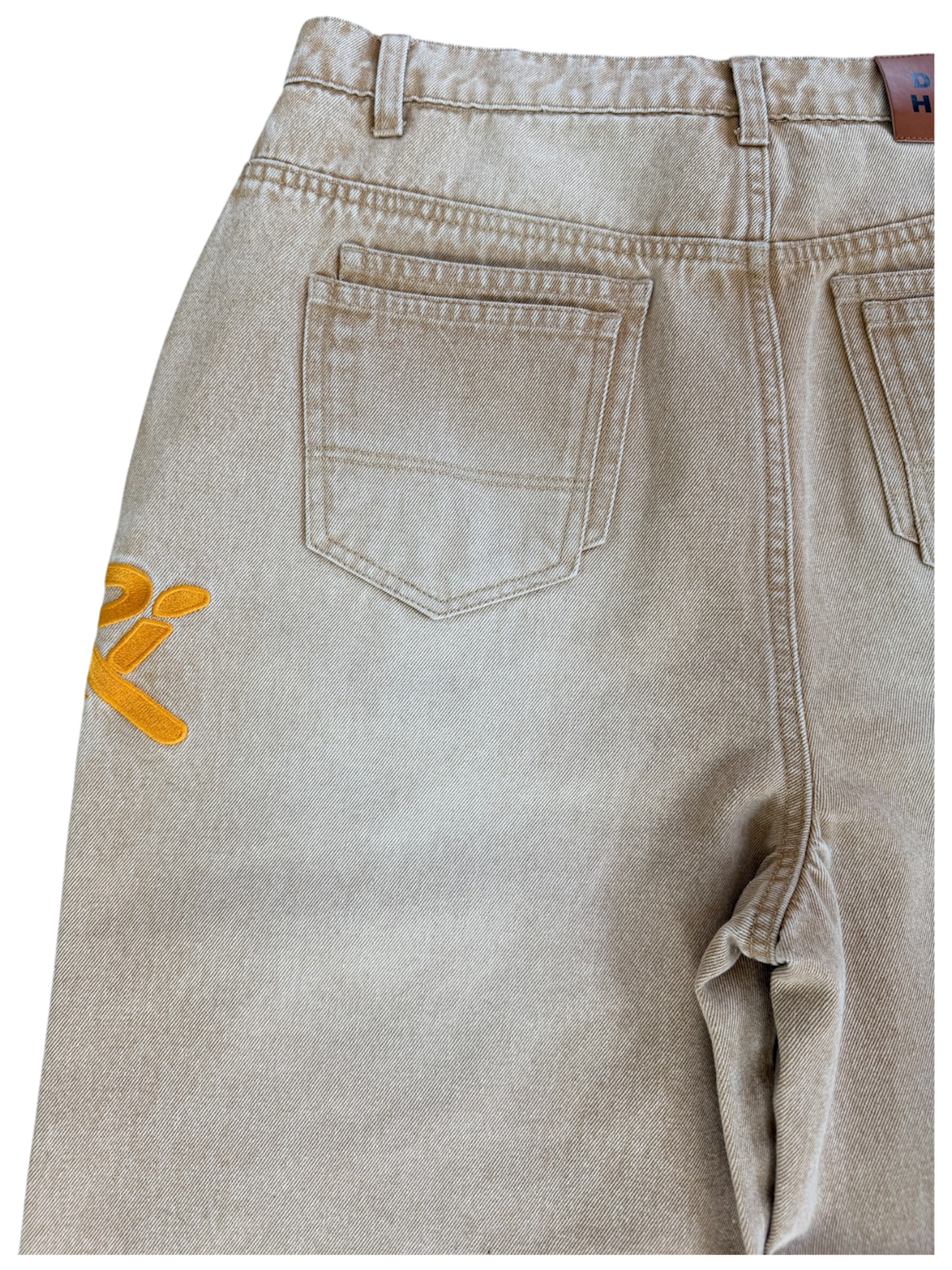 KHAKI STUDDED CARPENTER DENIM PANTS