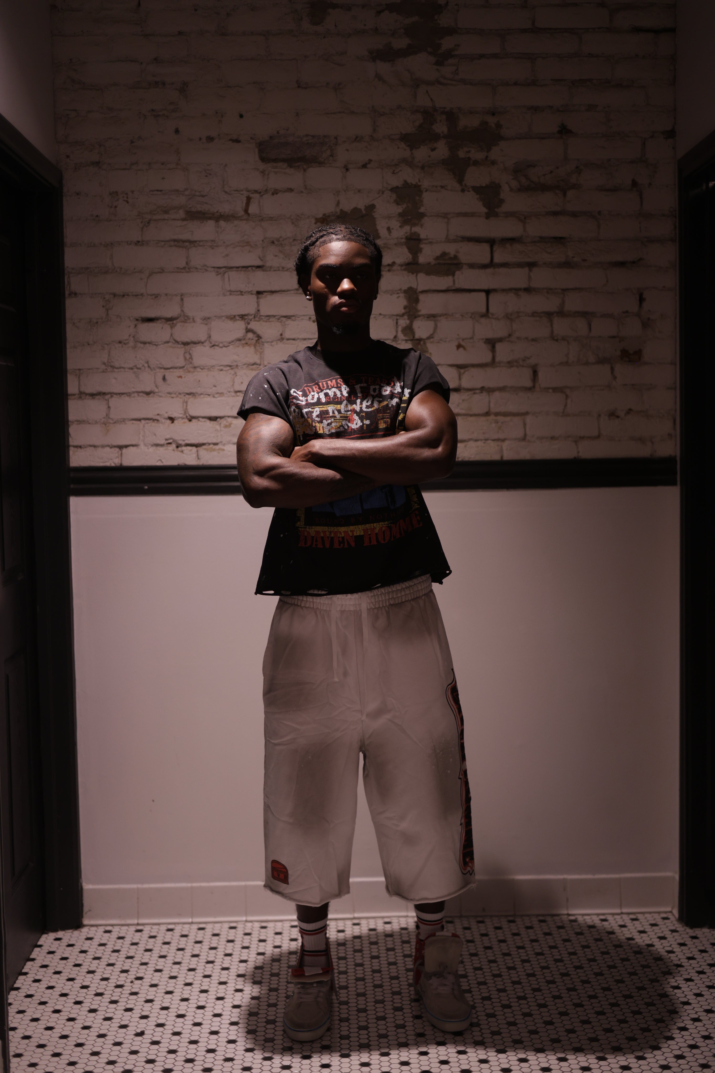 DH WHITE BUGGER 3/4 SWEAT SHORTS