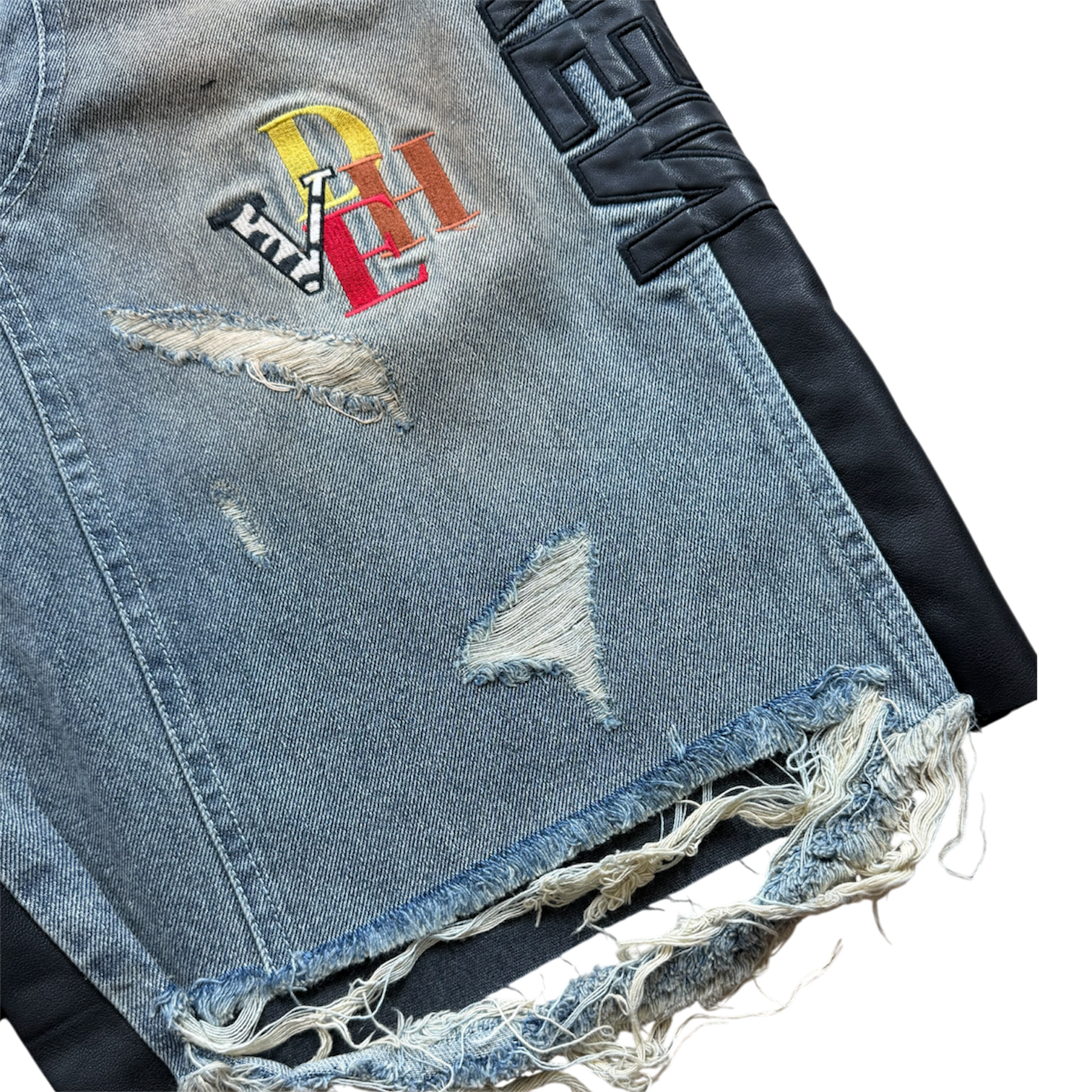 HYBRID DENIM LEATHER SHORTS