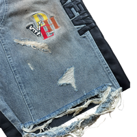 HYBRID DENIM LEATHER SHORTS