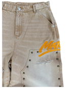 KHAKI STUDDED CARPENTER DENIM PANTS