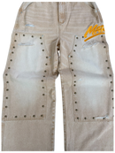 KHAKI STUDDED CARPENTER DENIM PANTS