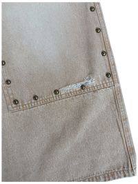 KHAKI STUDDED CARPENTER DENIM PANTS