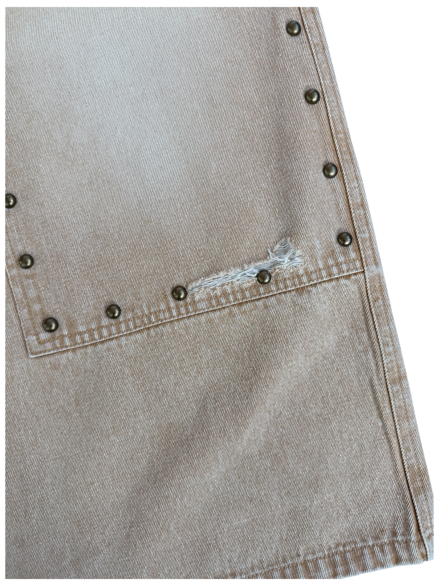 KHAKI STUDDED CARPENTER DENIM PANTS