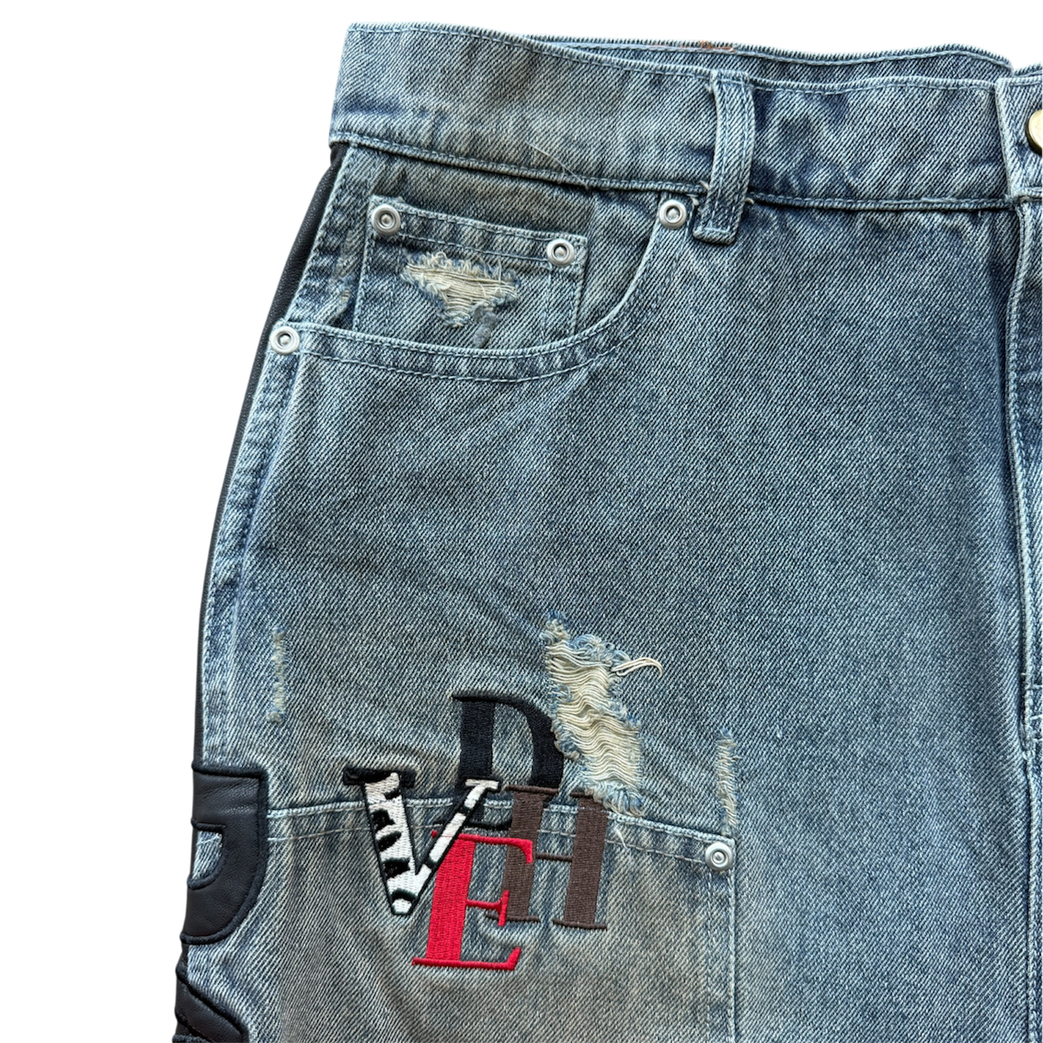 HYBRID DENIM LEATHER SHORTS