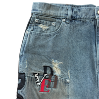 HYBRID DENIM LEATHER SHORTS