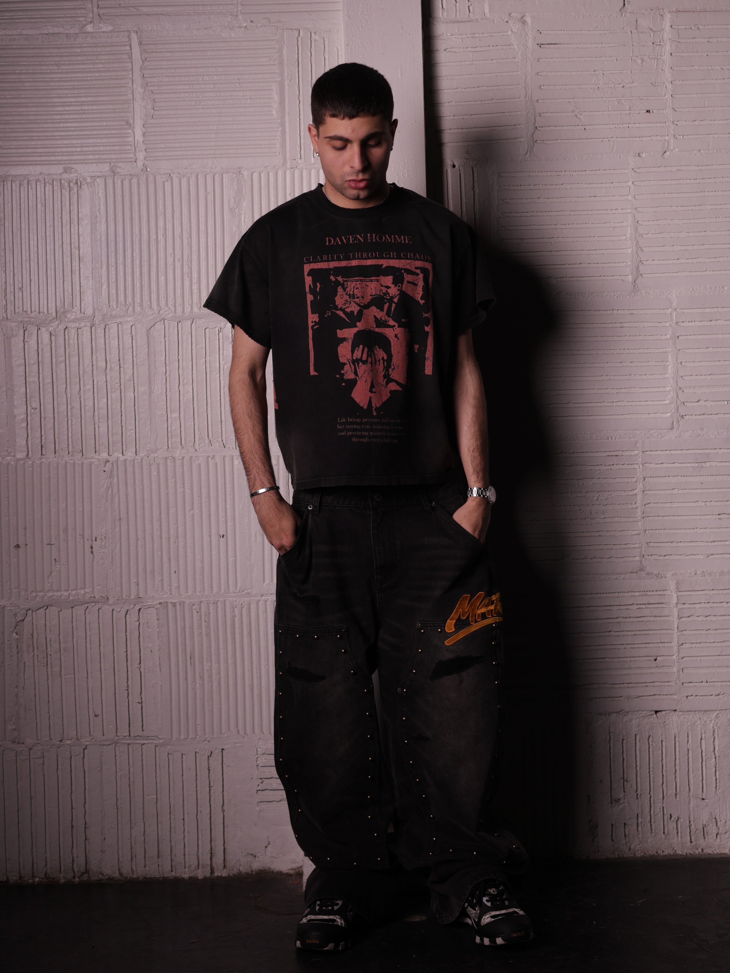 STUDDED CARPENTER DENIM PANTS
