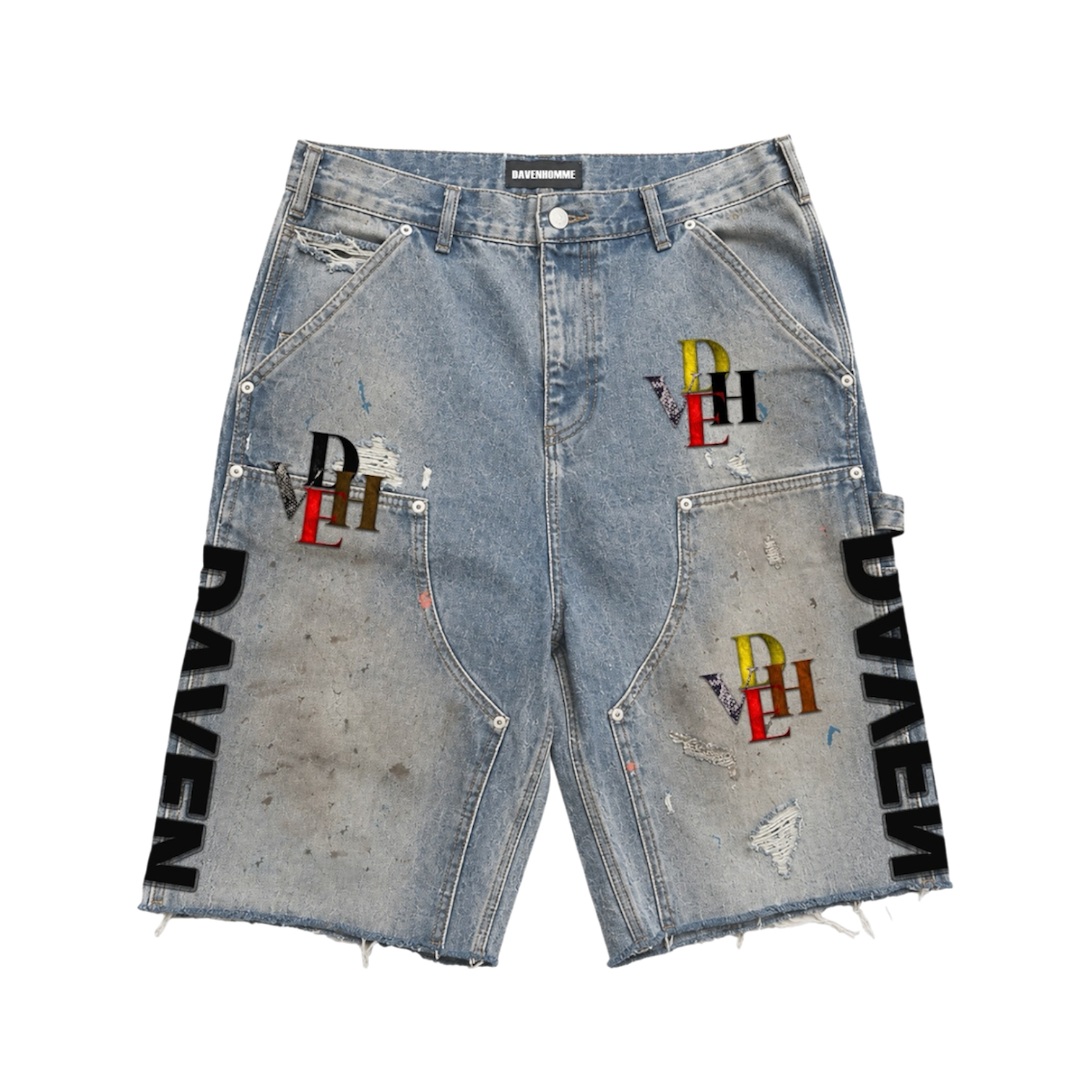 HYBRID DENIM LEATHER SHORTS