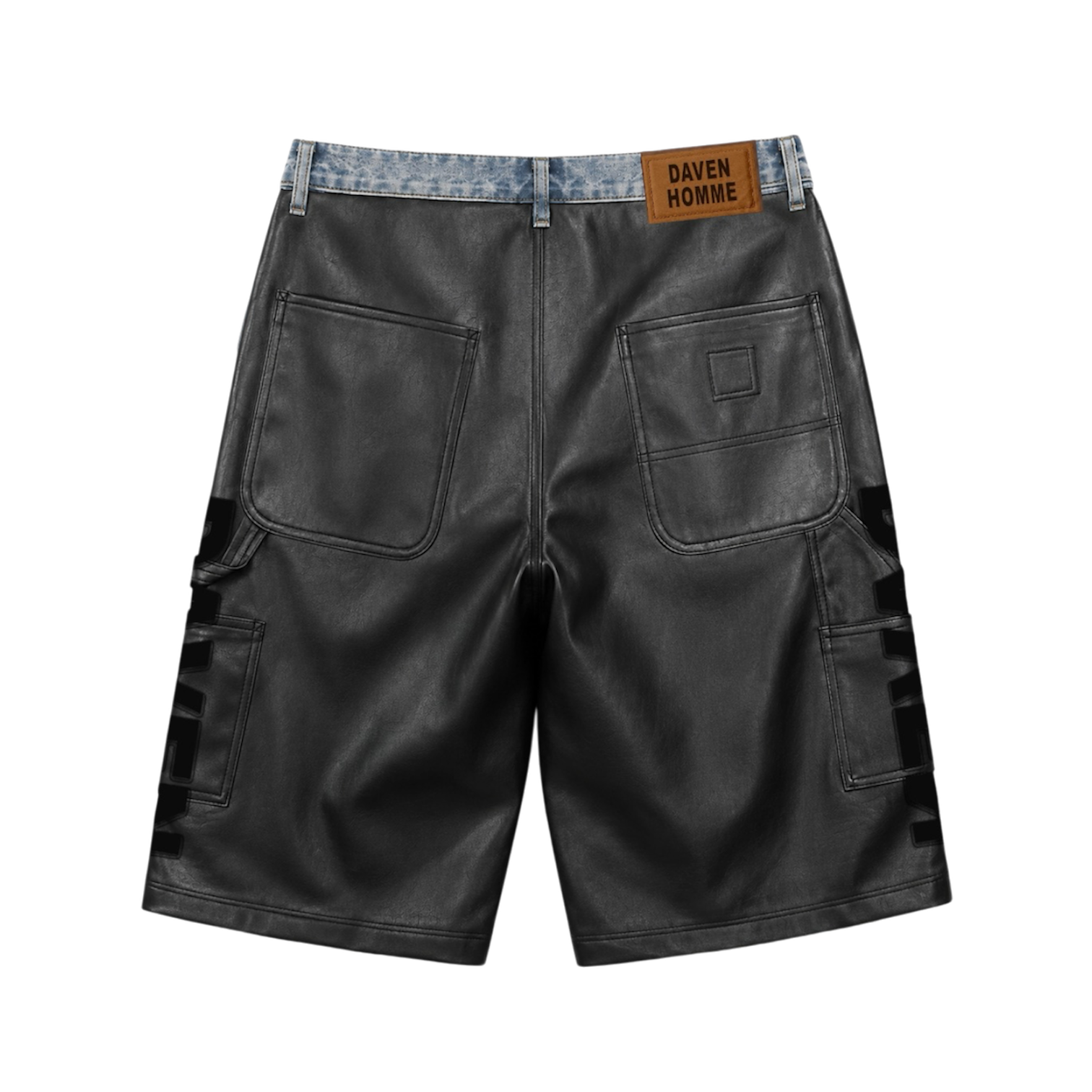 HYBRID DENIM LEATHER SHORTS