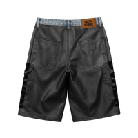HYBRID DENIM LEATHER SHORTS