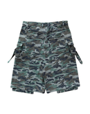 DOUBLE KNEEL HELLEN DENIM CAMO SHORTS