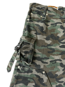 DOUBLE KNEEL HELLEN DENIM CAMO SHORTS