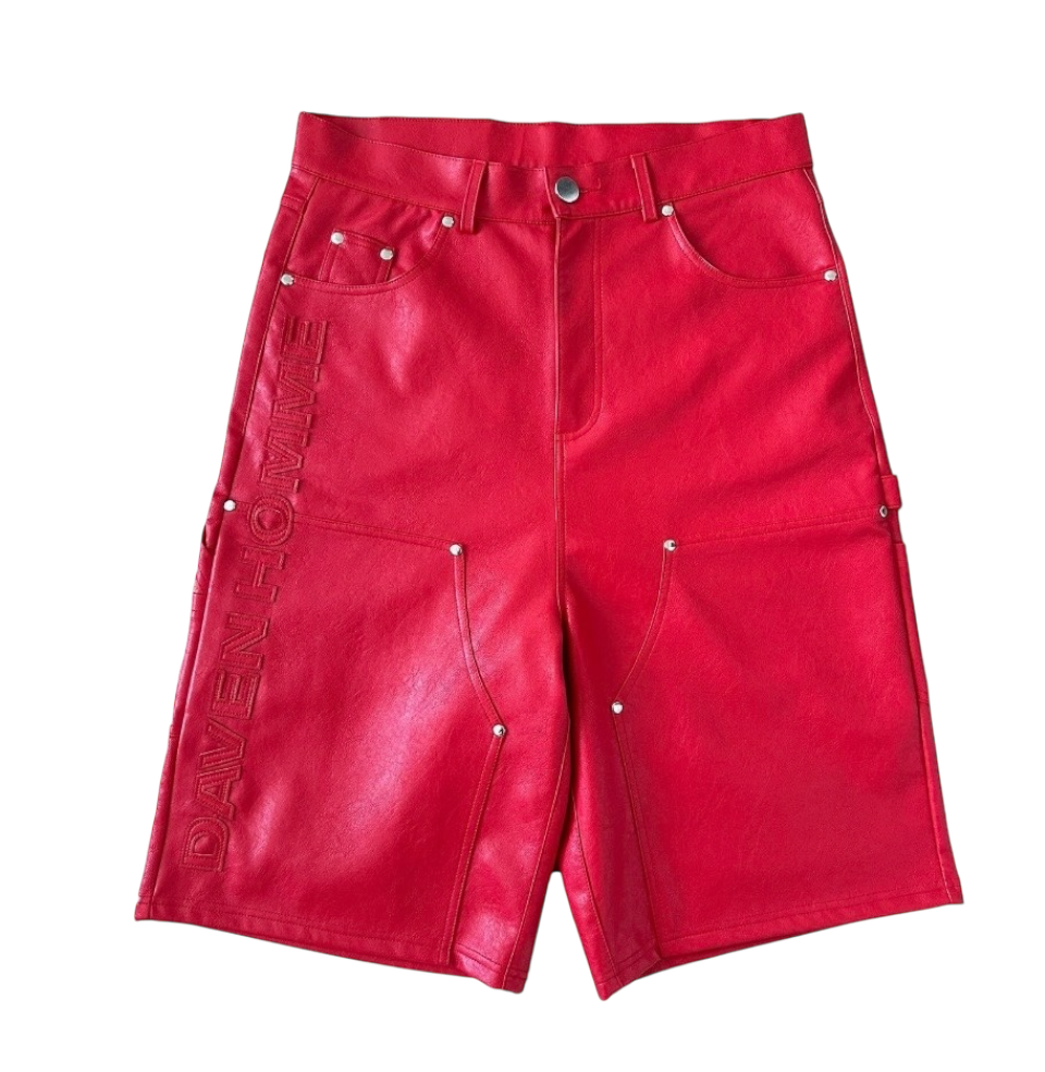 DH RED LEATHER SHORTS