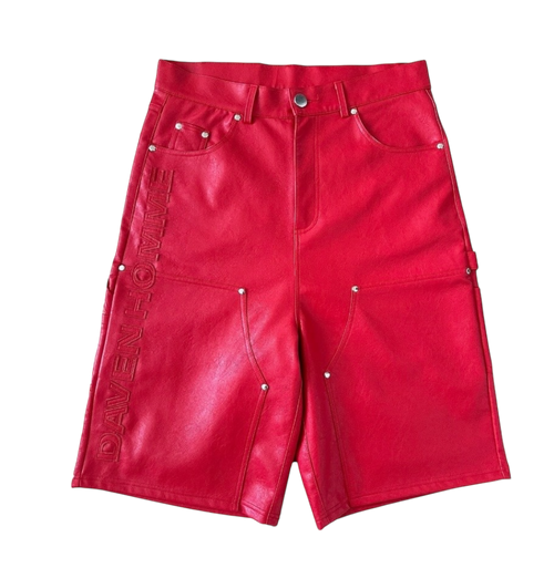 DH RED LEATHER SHORTS