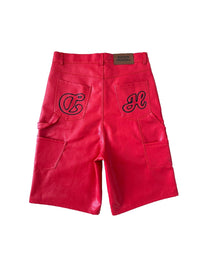 DH RED LEATHER SHORTS