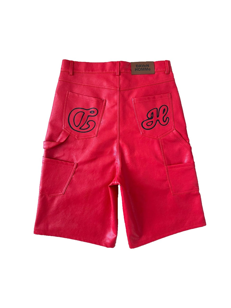 DH RED LEATHER SHORTS