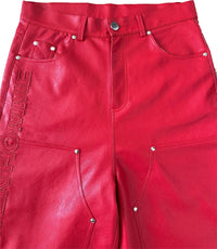 DH RED LEATHER SHORTS